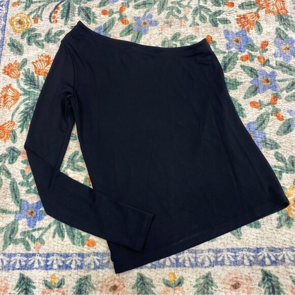 Theory Lefft Matte One-Shoulder Top Black Small - Picture 8 of 8